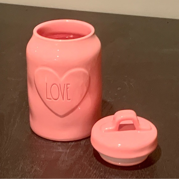 Rae Dunn LOVE Embossed Heart Pink Valentine’s Day Canister - Picture 9 of 10